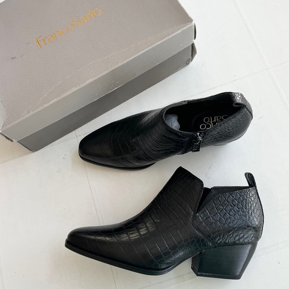 New FRANCO SARTA Dingo 2 Leather Black Ankle Bootie Boots Women’s SIZE 5